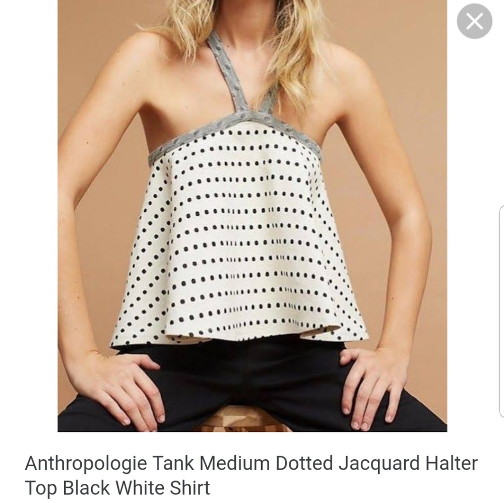 Anthropologie Dotted Jacquard Halter Top